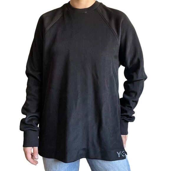 NWT Y-3 Adidas Yohji Yamamoto Mens Black Mesh Crewneck Sweatshirt Sz S - Picture 1 of 8